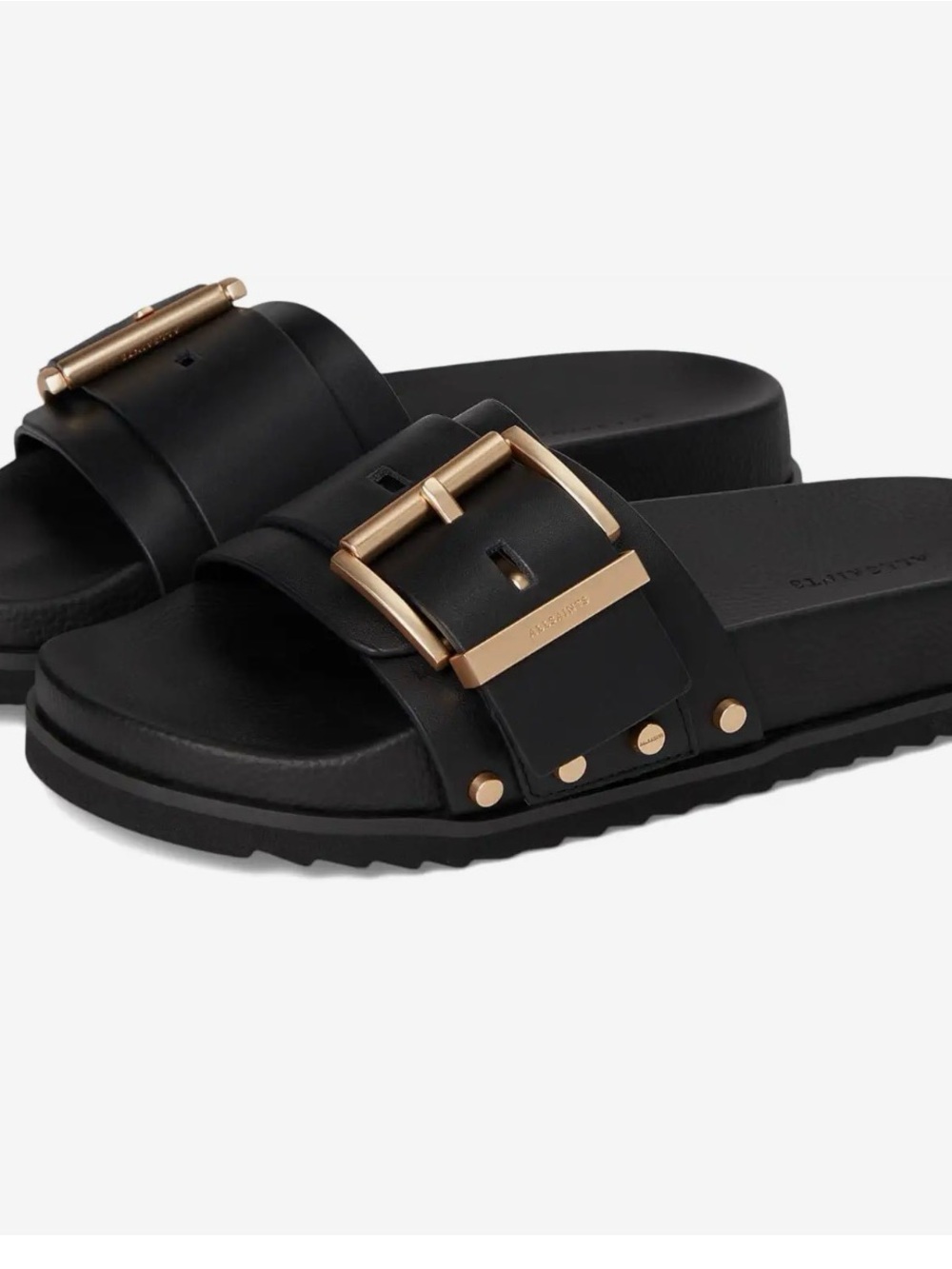 AllSaints Ellie Studded Black Sandal Slides